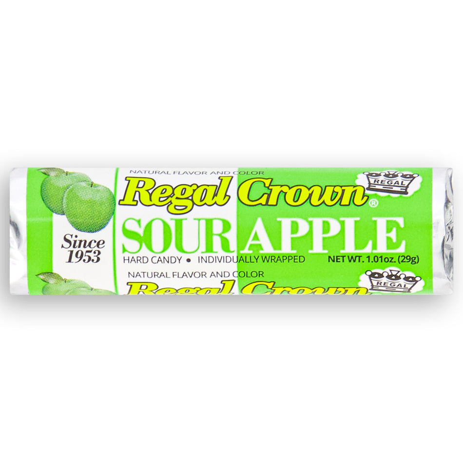 Regal Crown Sour Apple Candy Rolls Front - Sour Candies from the 1960s