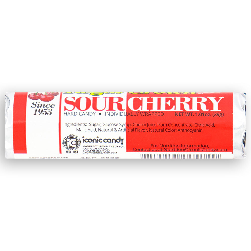 Regal Crown Sour Cherry Candy Rolls 29g Back - Sour Candies from the 60s - Ingredients