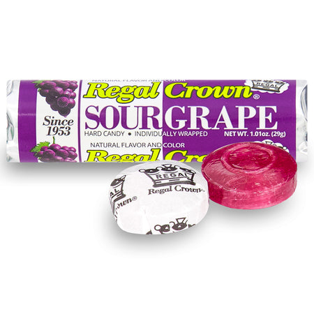 Regal Crown Sour Grape Candy Rolls Opened