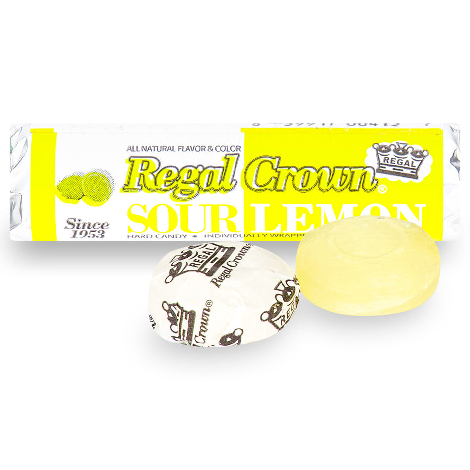 Regal Crown Sour Lemon Candy Rolls 29g Opened - Sour Candies from the 1960s