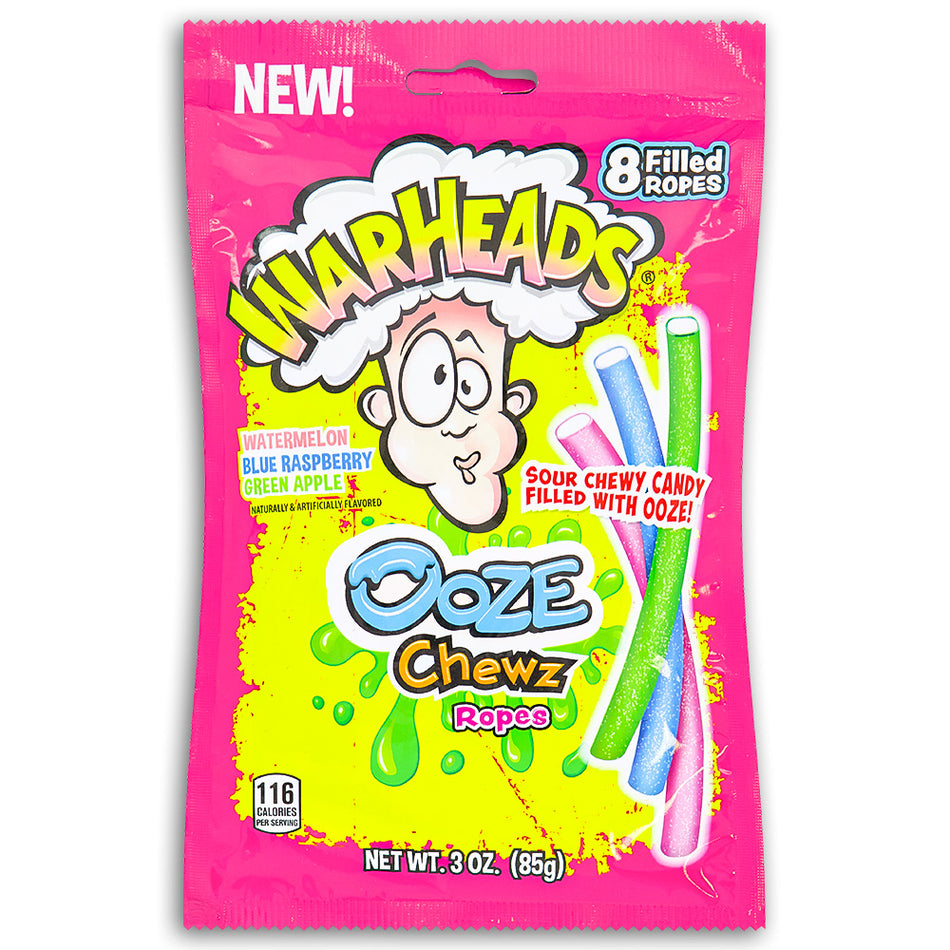 Warheads Ooze Chewz Ropes 3oz Front - Warheads Candy
