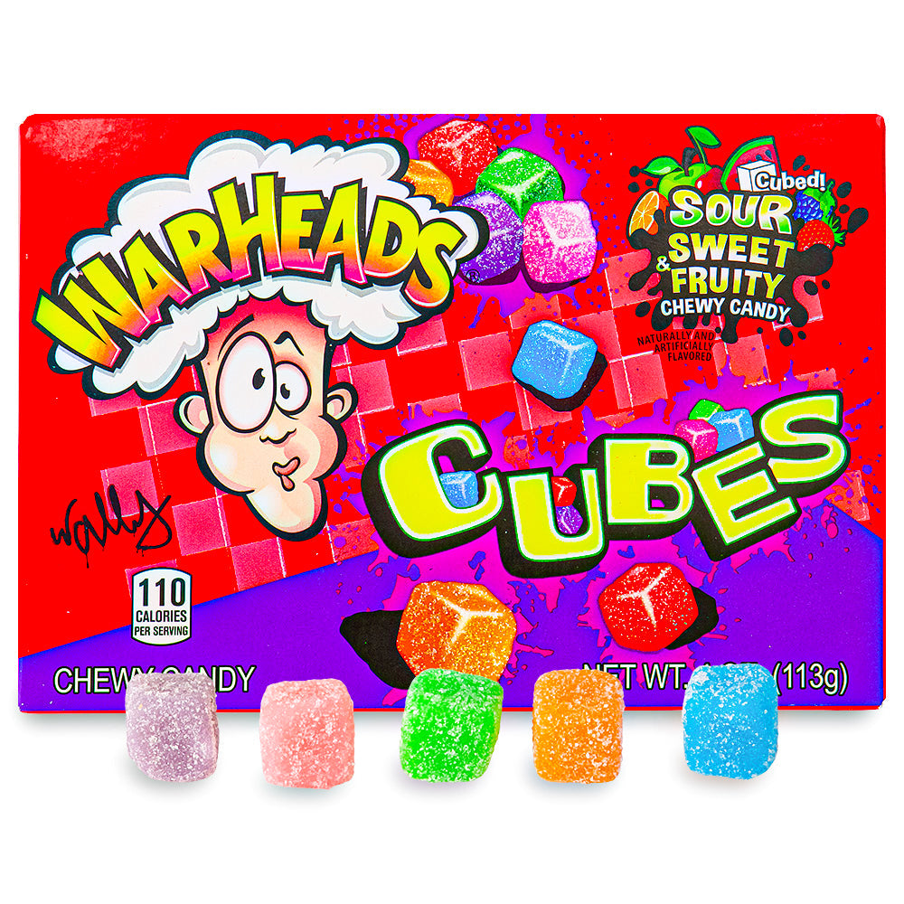 WarHeads Sour Chewy Cubes Theatre Pack 4oz Open, WarHeads Sour Chewy Cubes, Sour Candy Theater, Bite-Sized Sour Delights, Mouth-Puckering Sourness, Fruity Sweet Burst, Candy Spectacle, Whimsical Taste Sensation, Front-Row Flavor, Sweet and Sour Candy, Candy Theater Pack, warheads, warheads candy, warheads sour candy, sour candy