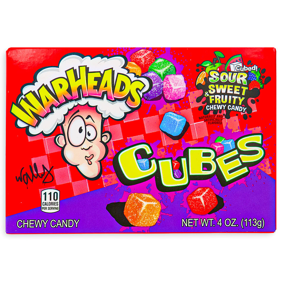 WarHeads Sour Chewy Cubes Theatre Pack 4oz Front, WarHeads Sour Chewy Cubes, Sour Candy Theater, Bite-Sized Sour Delights, Mouth-Puckering Sourness, Fruity Sweet Burst, Candy Spectacle, Whimsical Taste Sensation, Front-Row Flavor, Sweet and Sour Candy, Candy Theater Pack, warheads, warheads candy, warheads sour candy, sour candy