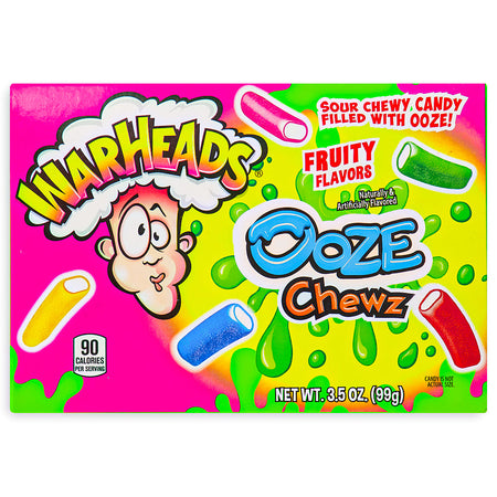 Warheads Ooze Chewz Theater Box 3.5oz Front, Warheads Ooze Chewz, Sour Candy Delight, Chewy Fruit Candies, Tongue-Tingling Sourness, Flavor-Packed Treats, Fruity Ooze, Whimsical Flavor Adventure, Taste Bud Rollercoaster, Bite-Sized Candies, Sour and Sweet Combo, warheads, warheads candy, warheads sour candy, sour candy