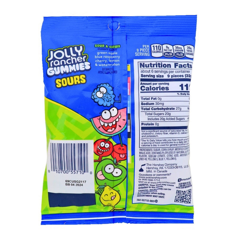 Jolly Rancher Gummies Sours-5 oz. Nutrition Facts Ingredients, Jolly Rancher Gummies Sours, Tangy Candy, Sour Gummy Candy, Fruit-Flavored Gummies, Tangy Flavor Explosion, Fruity Fun, Chewy Delights, jolly rancher, jolly rancher candy, jolly rancher sour candy, jolly rancher sour, jolly rancher hard candy, hard candies, jolly rancher hard candies, jolly rancher gummies, gummies, jolly rancher gummy