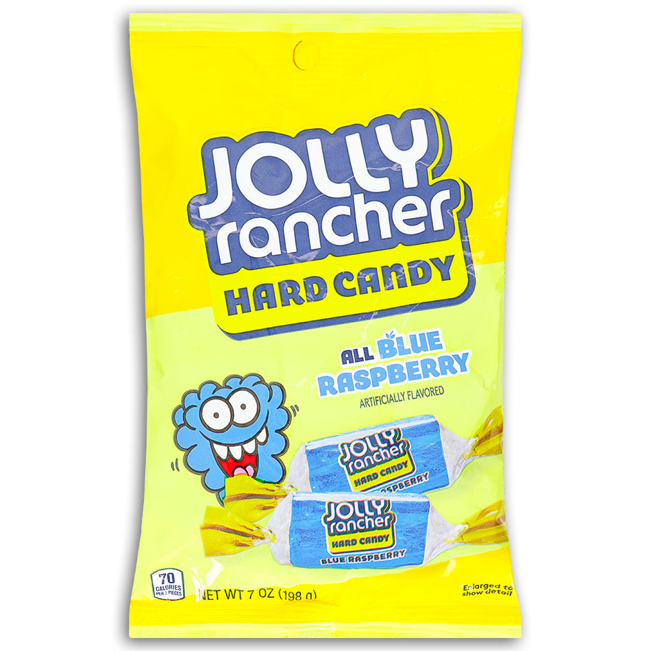 Jolly Rancher Hard Candy All Blue Raspberry 7oz Front, blue candy, blue raspberry candy, blue raspberry jolly rancher, blue jolly rancher