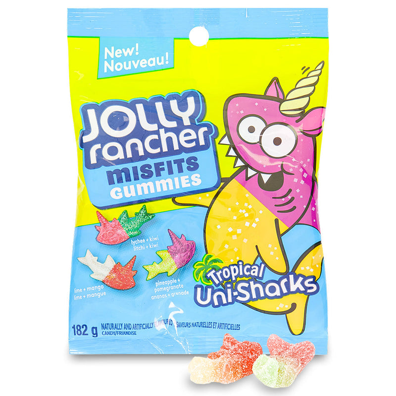 Jolly Rancher Misfits Gummies Tropical Uni-Sharks - 182 g, Jolly Rancher Misfits Gummies, Tropical Uni-Sharks, candy, tropical flavors, pineapple, mango, key lime, beach, snacking, deliciousness, jolly rancher, jolly rancher candy, jolly rancher sour candy, jolly rancher sour, jolly rancher hard candy, hard candies, jolly rancher hard candies, jolly rancher gummies, gummies, jolly rancher gummy