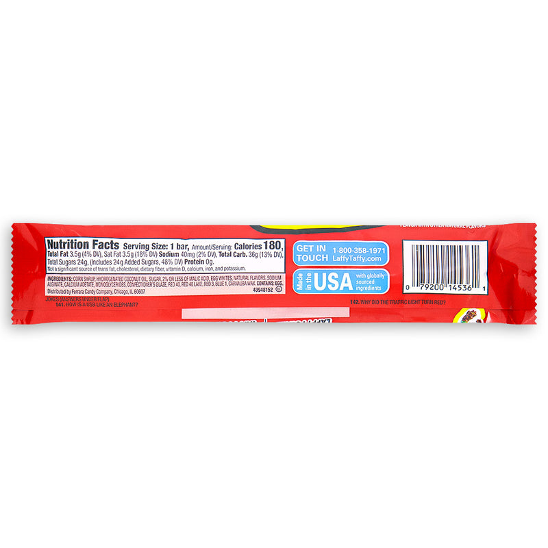 Laffy Taffy Sparkle Cherry Candy 1.5 oz Back, Cherry Flavor Candy, Laffy Taffy Flavor, Laffy Taffy Sparkle Cherry Candy