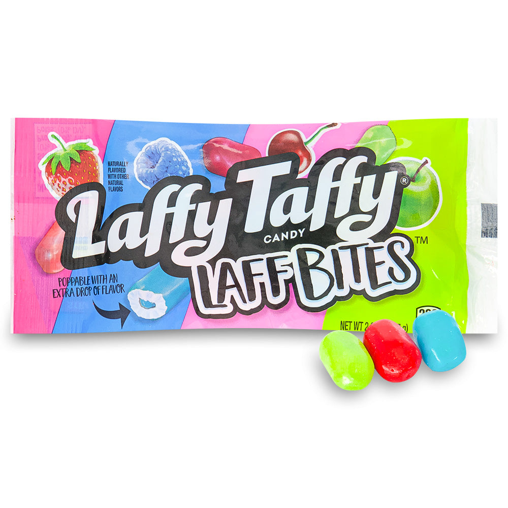 Laffy Taffy Laff Bites Candy 2oz Opened, Cherry Flavor, Strawberry Flavor, Green Apple Flavor, Blue Raspberry Flavor, Laffy Taffy Bites, Laffy Taffy Laff Bites