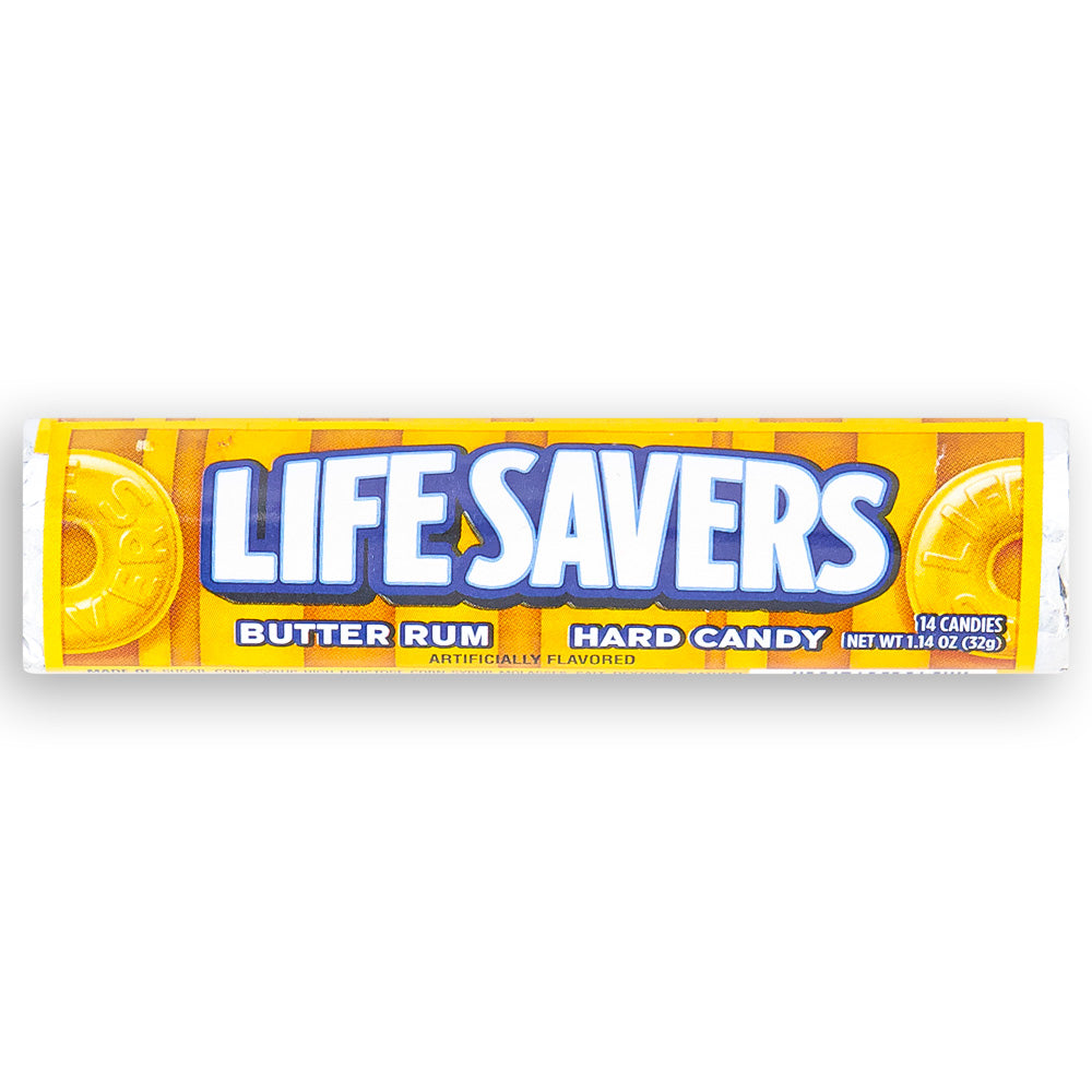 Butter Rum LifeSavers 1.14oz Front, Lifesavers, lifesavers candy, butter rum lifesavers, sweet and salty candy, hard candy