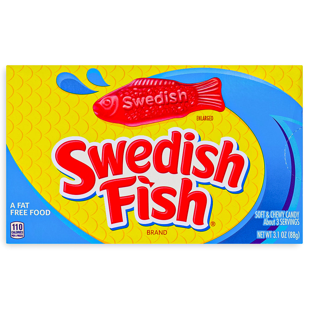 Swedish Fish Red Candy Theatre Pack 3.1oz Front, swedish fish, swedish fish candy, gummy candy, red candy