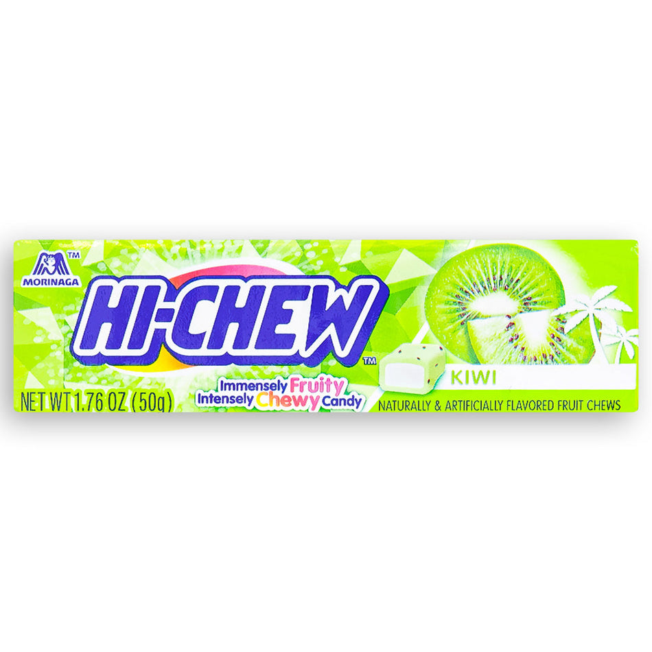Hi-Chew Kiwi 1.76oz Front, Hi-Chew Kiwi, Kiwi Flavored Chewy Candy, Tropical Kiwi Chew, Hi-Chew Fruit Candy, hi chew, hi chew candy, hi chew candies, hi-chew, hi-chew candy, hi-chew candies