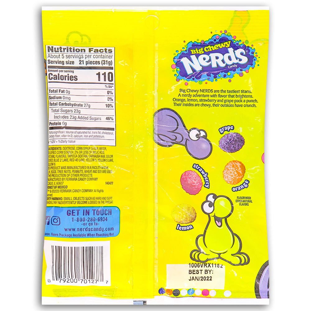 Nerds Big Chewy Candy 6oz Back, chewy candy, nerds candy, big chewy nerds candy, chewy nerds candy