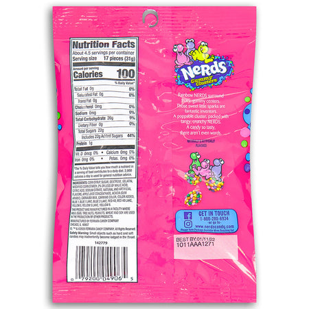 Nerds Gummy Clusters 5oz Back Ingredients Nutrition Facts, Nerds, nerds candy, nerds gummy clusters, nerds gummy candy, nerds gummies