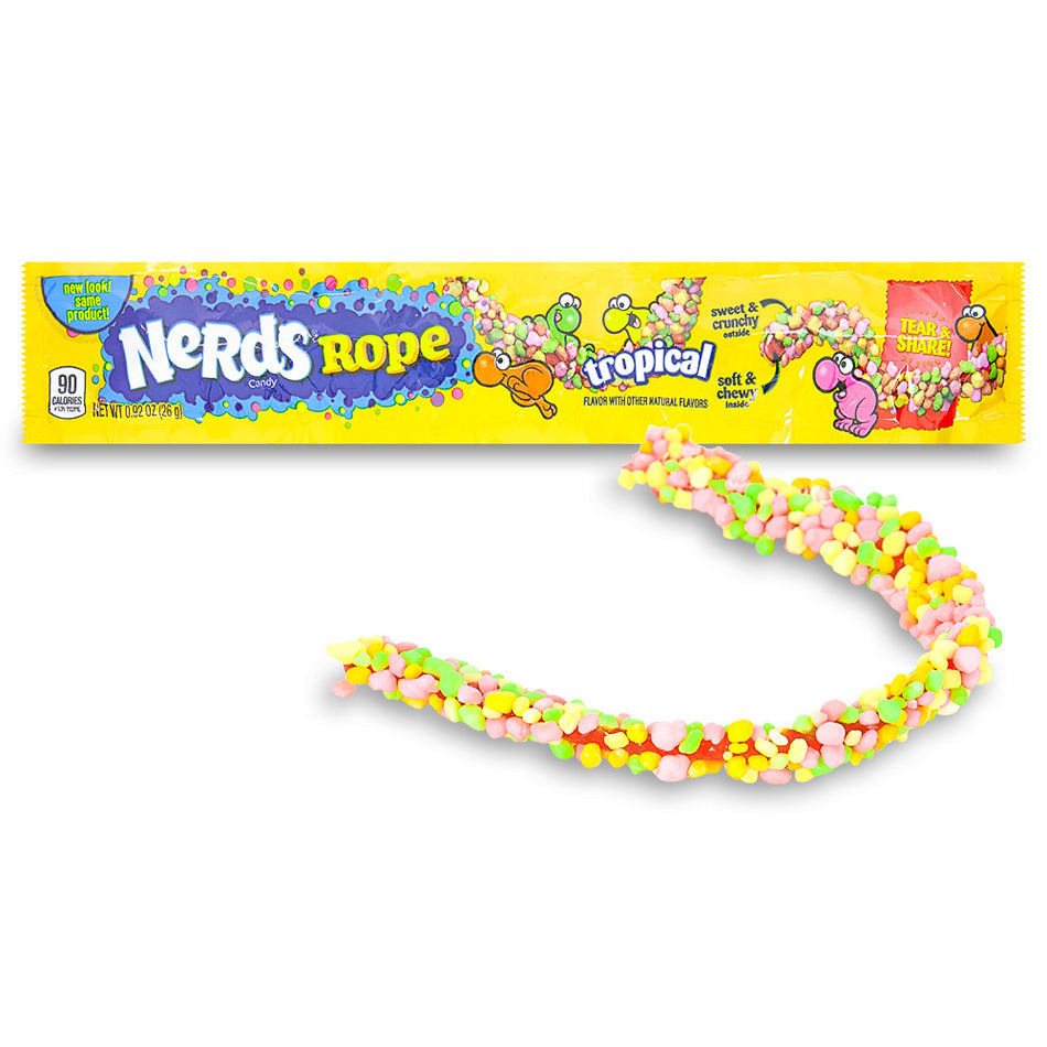Nerds Rope Tropical Candy .92 oz Opened, tropical candy, nerds candy, nerds ropes, nerds rope candy, nerds rope tropical candy, yellow candy, chewy candy, hard candy