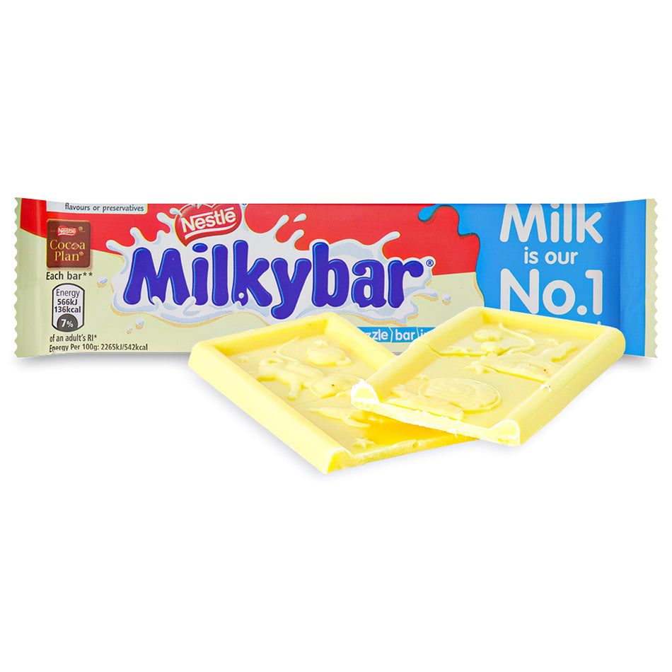 Milkybar White Chocolate Opened, milkybar, uk candy, uk chocolate, white chocolate, dairy milk chocolate, white chocolate bar, chocolate bar