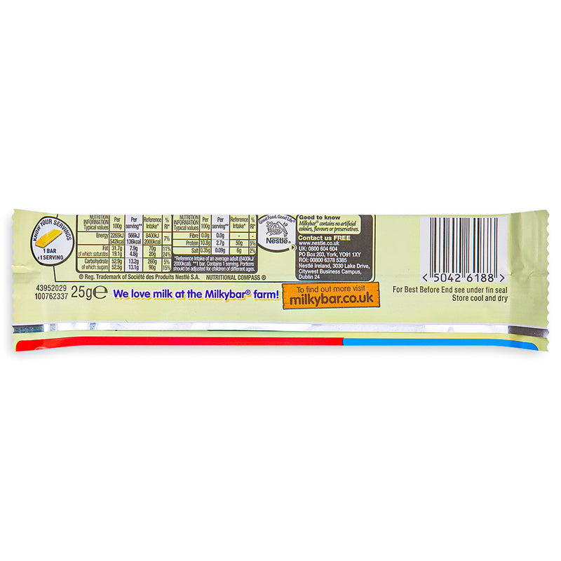 Milkybar White Chocolate Back, milkybar, uk candy, uk chocolate, white chocolate, dairy milk chocolate, white chocolate bar, chocolate bar