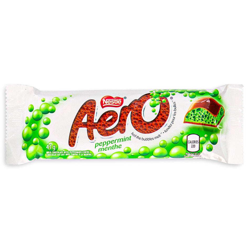 Aero Peppermint Bubble Bar Front - Canadian Chocolate Bar