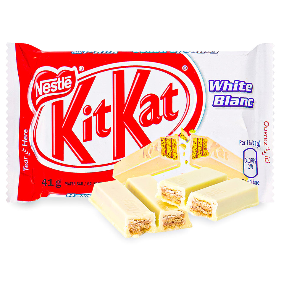 Nestle Kit Kat White Bar 41g Opened, Kit Kat, white chocolate, kit kat white chocolate, classic chocolate, wafer chocolate