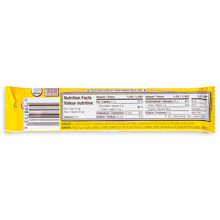 Mirage  Bar - Chocolate Bar -  41g -Nestle Canada - Back - Nutritional Facts - Ingredients