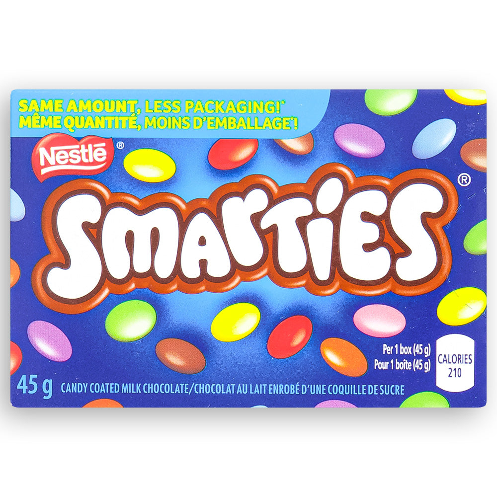 Smarties Candy  - Smarties Candy Canada - Canadian Candy - Front, colorful candy, chocolate treats, chocolate candy, canadian candy, canadian chocolate
