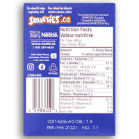 Smarties Candy  - Smarties Candy Canada - Canadian Candy - Back - Nutritional Facts - Ingredients, colorful candy, chocolate treats, chocolate candy, canadian candy, canadian chocolate