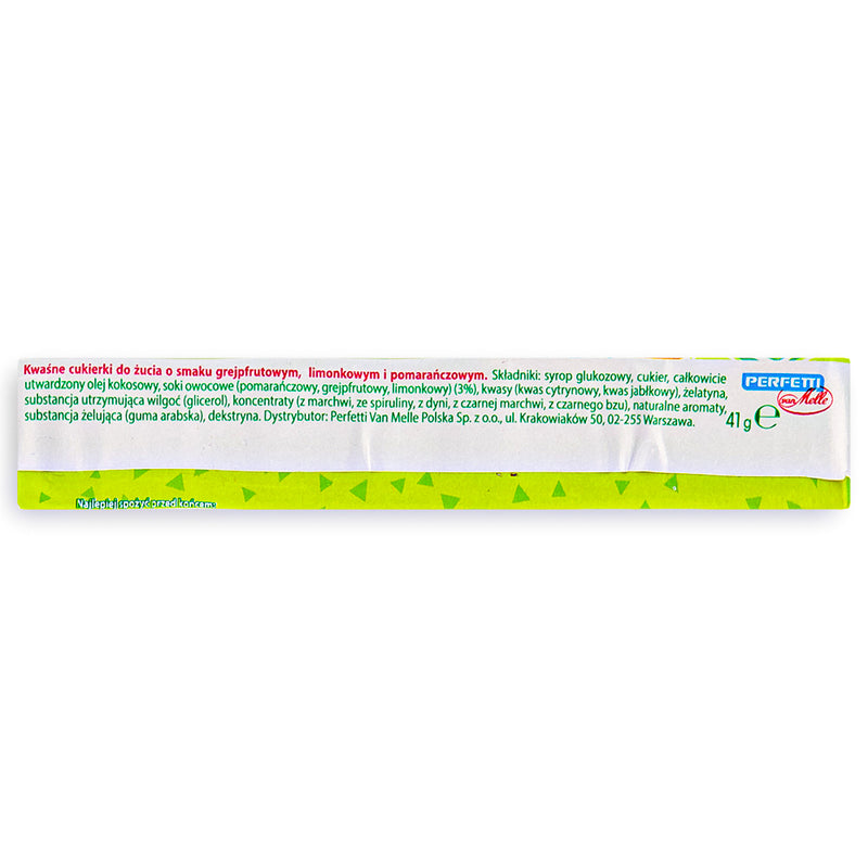 Fruit-Tella Citrus Mix 41g Back, Fruit-tella, Fruit-tella candy, UK sweets, UK candy, Fruit candy, Chewy fruit candy