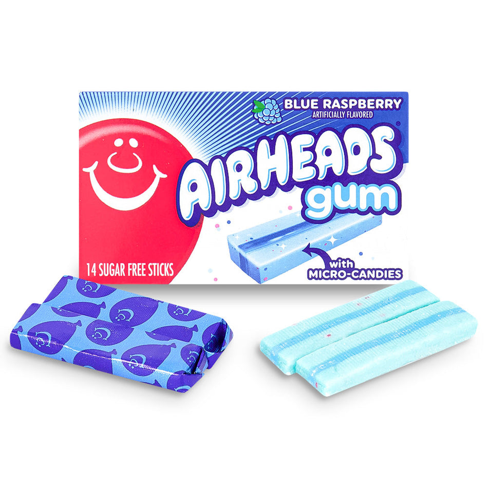AirHeads Gum Blue Raspberry, Airheads, airheads candy, airheads flavors, taffy, taffy candy, chewing gum, bubble gum, Airheads gum, Airheads chewing gum