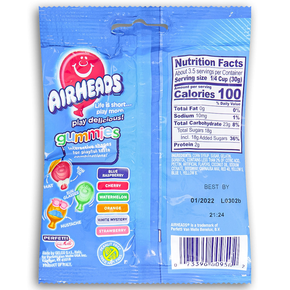Airheads Candy Original Fruit Gummies  - American Candy - Gummies from Airheads Candy - Nutritional Info - Ingredients