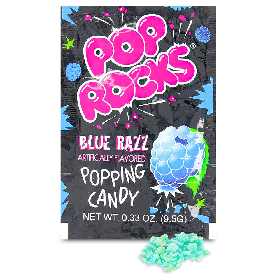 Pop Rocks Blue Razz Popping Candy Open, pop candy, popping candy, pop rocks, blue razz candy
