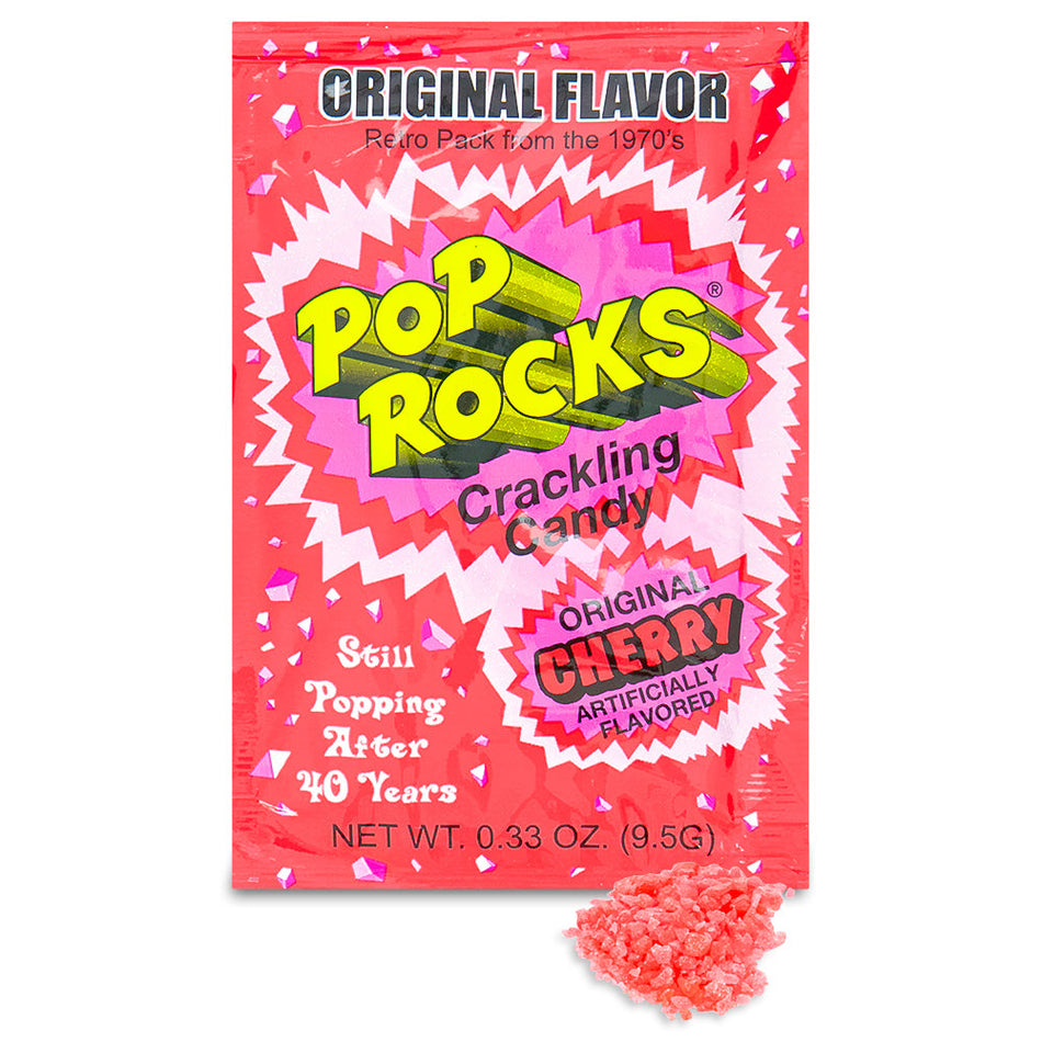 Pop Rocks Original Cherry Popping Candy Open, pop rocks, pop rocks candy, cherry pop rocks, cherry candy, red candy, retro candy, classic candy