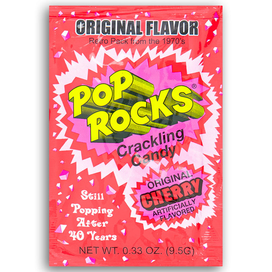 Pop Rocks Original Cherry Popping Candy Front, pop rocks, pop rocks candy, cherry pop rocks, cherry candy, red candy, retro candy, classic candy