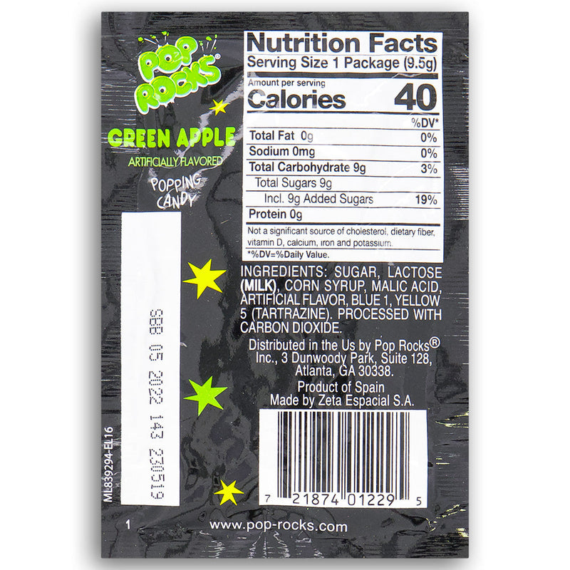 Pop Rocks Green Apple Popping Candy Back Nutrition Facts Ingredients, pop rocks, pop rocks candy, green apple pop rocks, pop rocks green apple, green apple candy, green candy