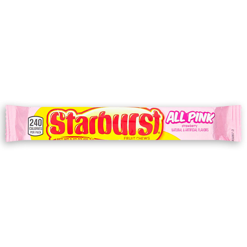 Starburst Fruit Chews All Pink 57.6g Front, Starburst, starburst candy, pink candy, pink starburst