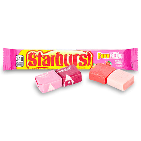 Starburst Fruit Chews FaveREDS 57.6g Opened, Starburst, starburst candy, red candy, red starburst, red candies