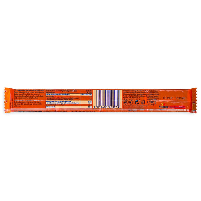 Mamba Cola Fruit Chews 106g Back Ingredients Nutrition Facts, mamba chews, mamba gummies, cola chews, fruit chews, cola gummies, fruit gummies, fruit gummy, cola gummy, retro candy, german candy