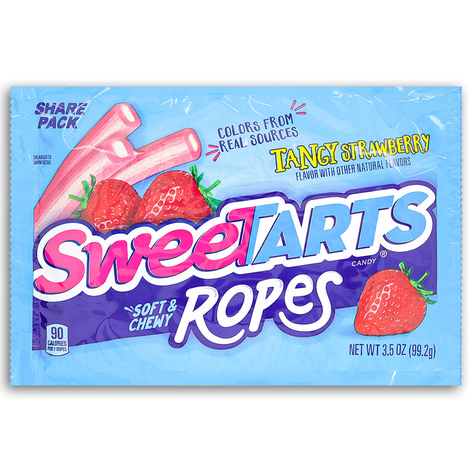 Sweetarts Ropes Tangy Strawberry 3.5oz Front,  Sweetarts, sweetarts candy, classic candy, sweet and tart candy, sweetarts ropes, sweetarts ropes strawberry, strawberry candy