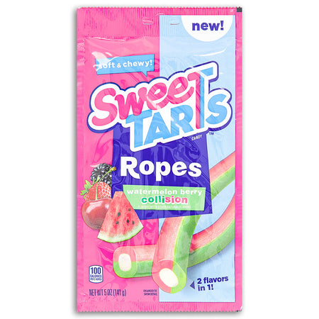Sweetarts Ropes Watermelon Berry Collision 5oz Front, SweeTARTS Ropes Watermelon Berry Collision, flavor explosion, chewy ropes, watermelon and mixed berry flavors, candy connoisseur, fruit fanatic, flavor thrill, taste bud excitement
