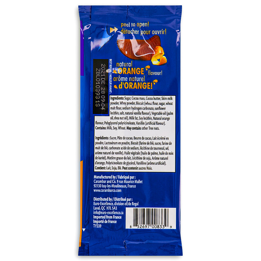 Terry's Chocolate Orange Cookie Biscuit UK Bar 90g Back Ingredients Nutrition Facts, terry's chocolate, terrys chocolate orange, terry's chocolate orange, english chocolate, orange chocolate bar, orange chocolate