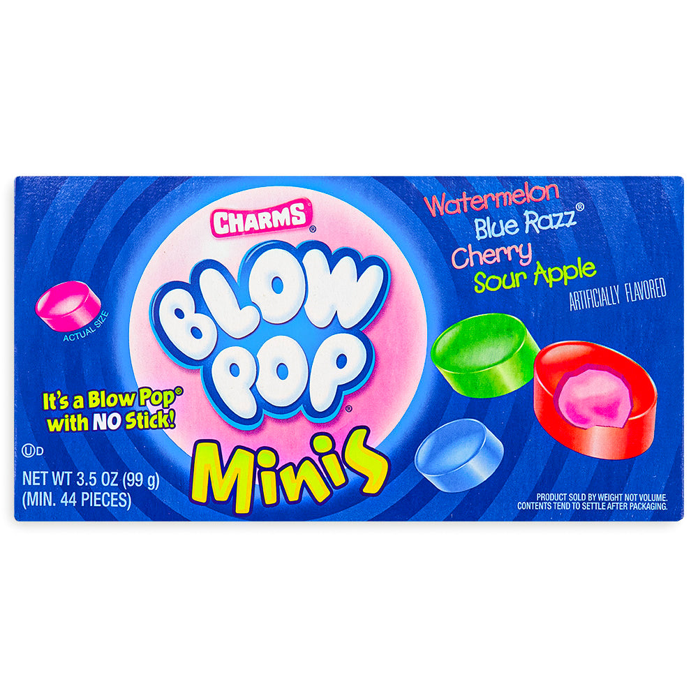 Charms Blow Pop Minis Theater Pack Front, Charms Candy, Candy Gum, Charms Blow Pop