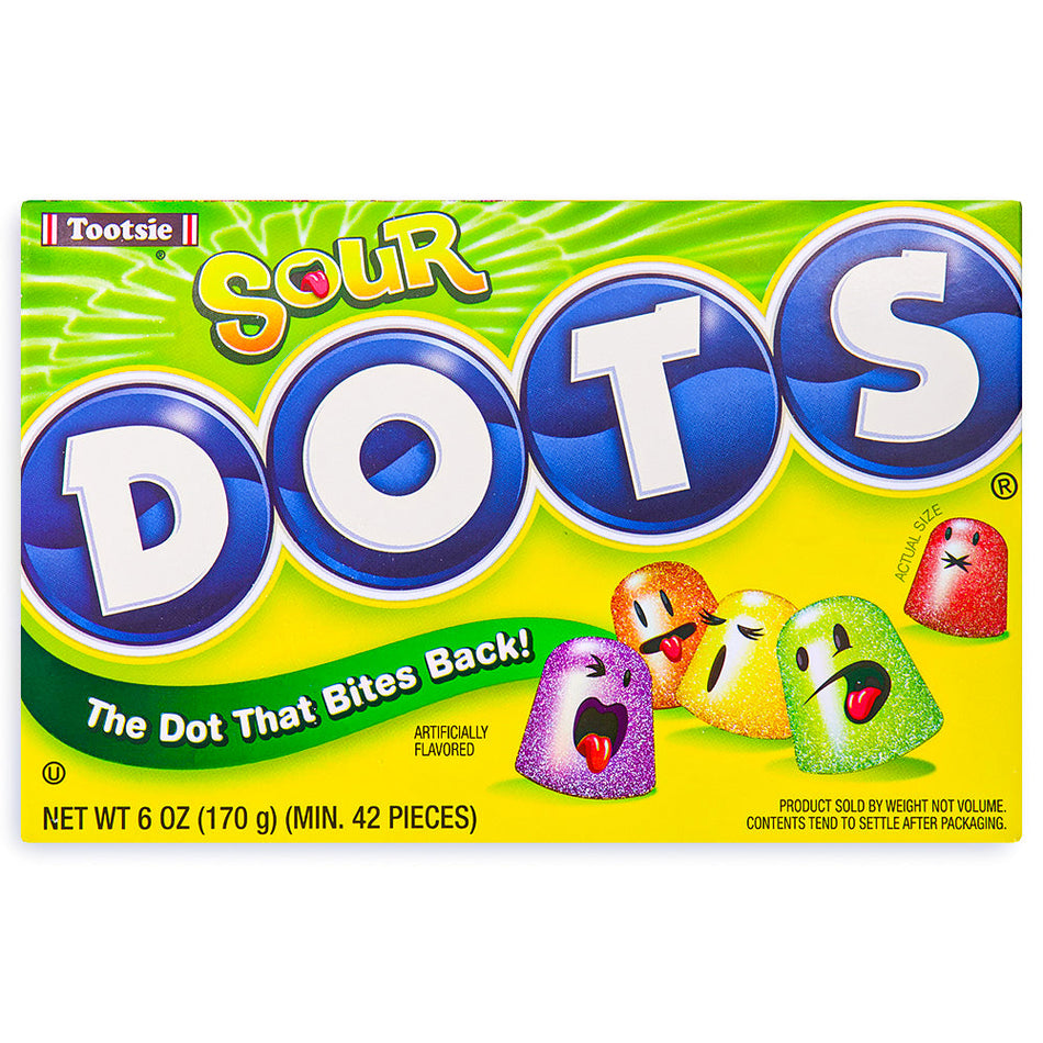 Dots Sour Gumdrops Candy Theatre Packs Front, dots candy, gumdrops, sour dots, sour dots candy