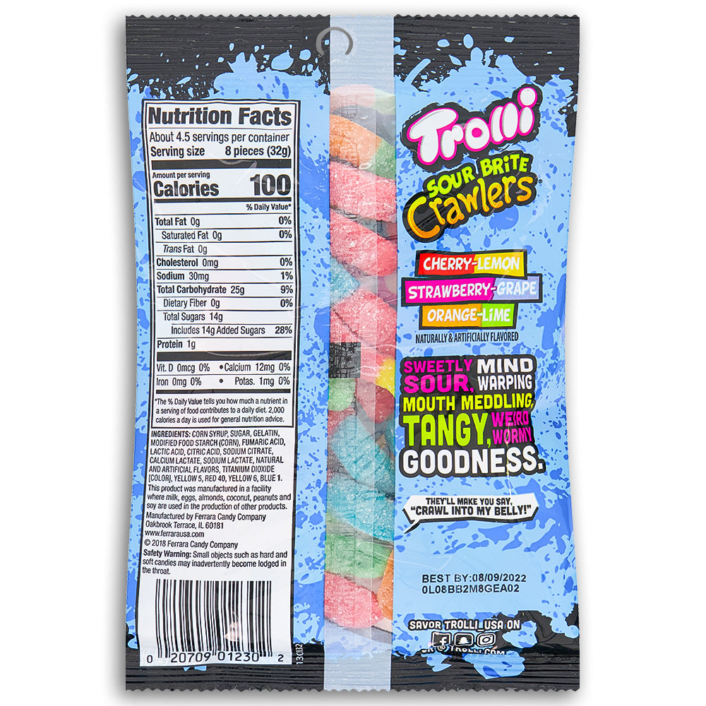 Trolli Sour Brite Crawlers Candy Back - Gummy Worms from Trolli - Nutritional Facts - Ingredients