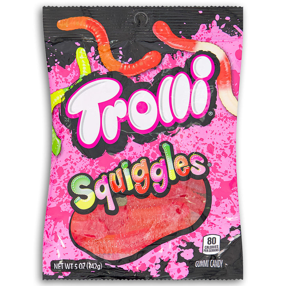 Trolli Squiggles Front, Trolli Squiggles, chewy gummies, wiggly fun, candy enthusiasts, flavor adventurers, gummy experience, gummy adventure