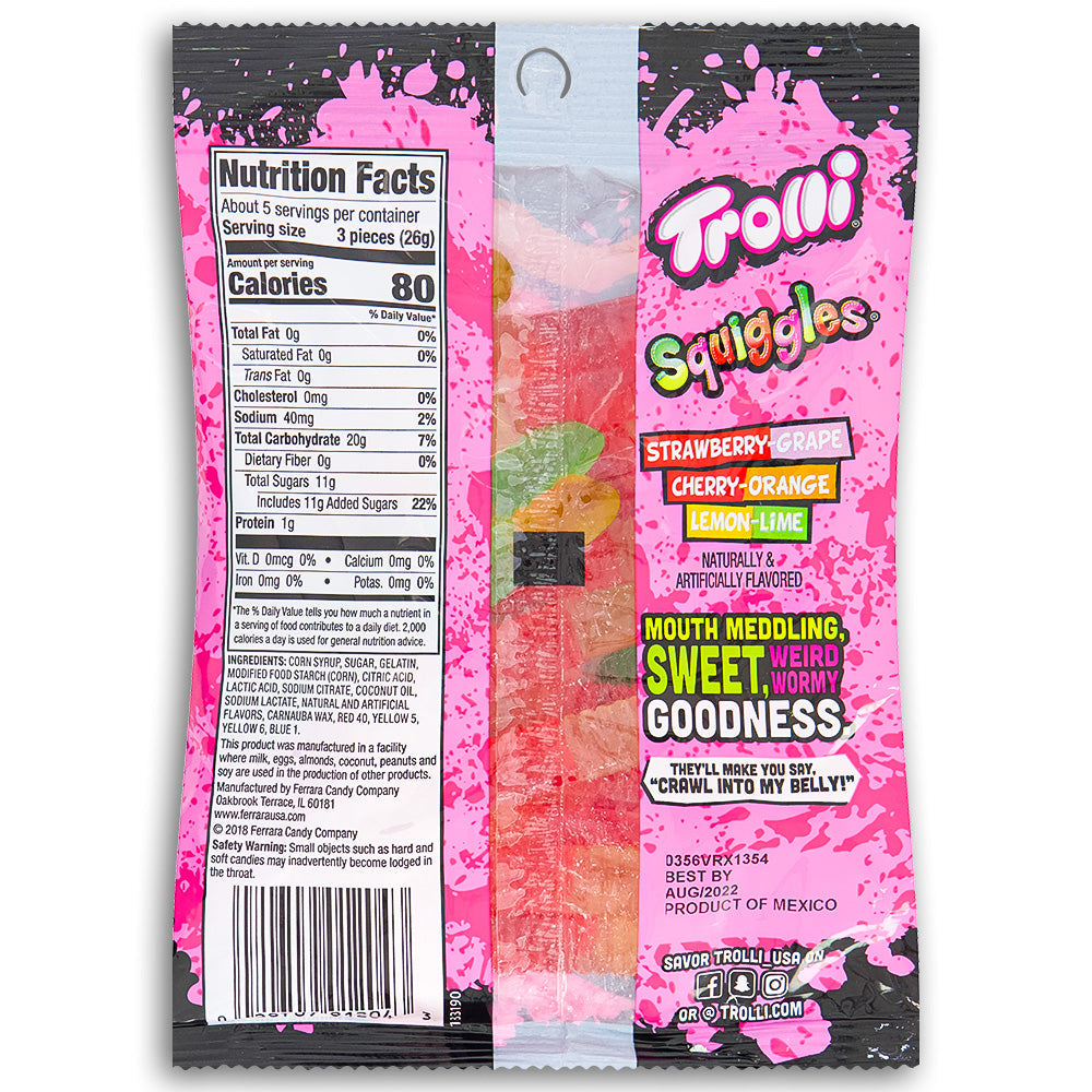 Trolli Squiggles Back Ingredients Nutrition Facts, Trolli Squiggles, chewy gummies, wiggly fun, candy enthusiasts, flavor adventurers, gummy experience, gummy adventure