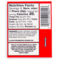 Bazooka Throwback Original Bubble Gum 6 pieces back - Nutritional Facts - Ingredients