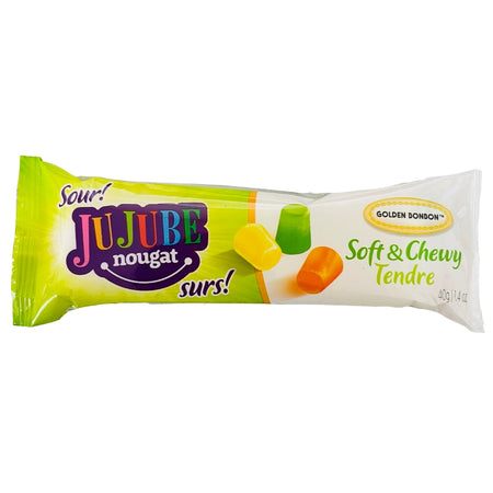 Golden Bonbon Sour Jujube Nougat Bar 40g - Canadian Candy - Halal Candy