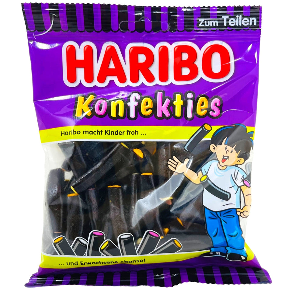 Haribo Konfekties Filled Black Licorice - 160g, Haribo, haribo gummy, haribo gummies, soft gummy, chewy gummies, chewy gummy, german candy, german haribo, cherry gummies, cherry gummy, haribo licorice, licorice candy