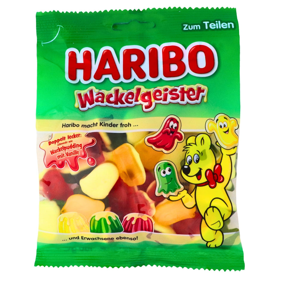 Haribo Wackelgeister (Ghosts) - 16g, Haribo, haribo gummy, haribo gummies, soft gummy, chewy gummies, chewy gummy, german candy, german haribo, haribo candy, fruit gummies, fruit gummy, halloween candy, halloween gummies, halloween gummy