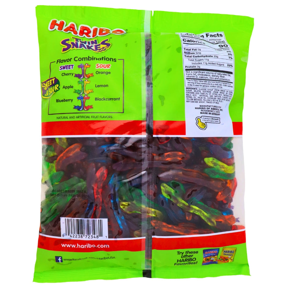 Haribo Bulk Twin Snakes - 4.5lb Nutrition Facts Ingredients, Haribo, haribo gummy, haribo gummies, haribo twin snakes, soft gummy, chewy gummies, chewy gummy