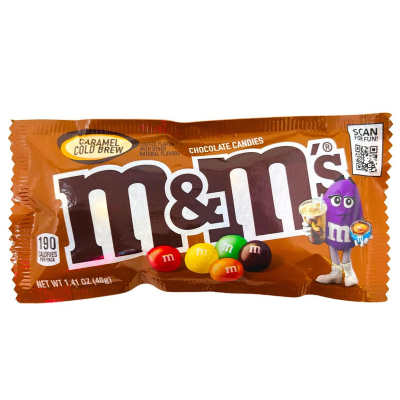 M&M's Caramel Cold Brew 1.41oz Front, m&m, m&ms, m&m minis, m&m milk chocolate, m&m caramel cold brew, coffee m&m